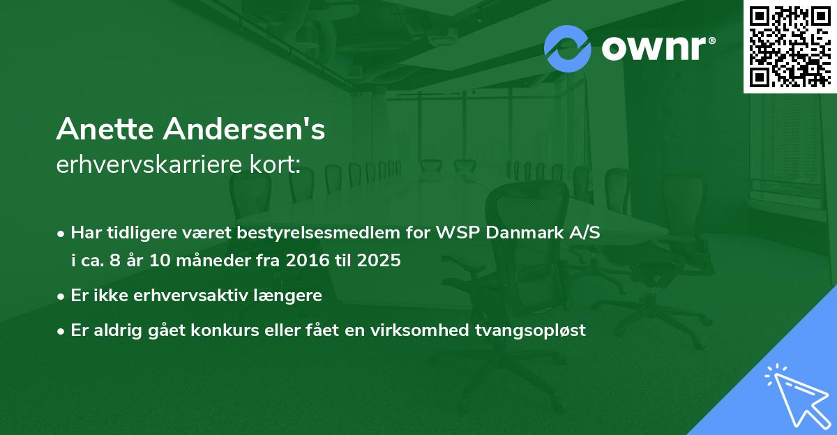 Anette Andersen's erhvervskarriere kort