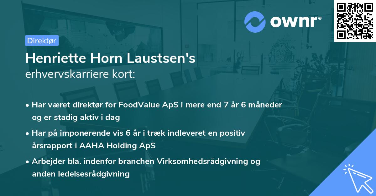 Henriette Horn Laustsen's erhvervskarriere kort