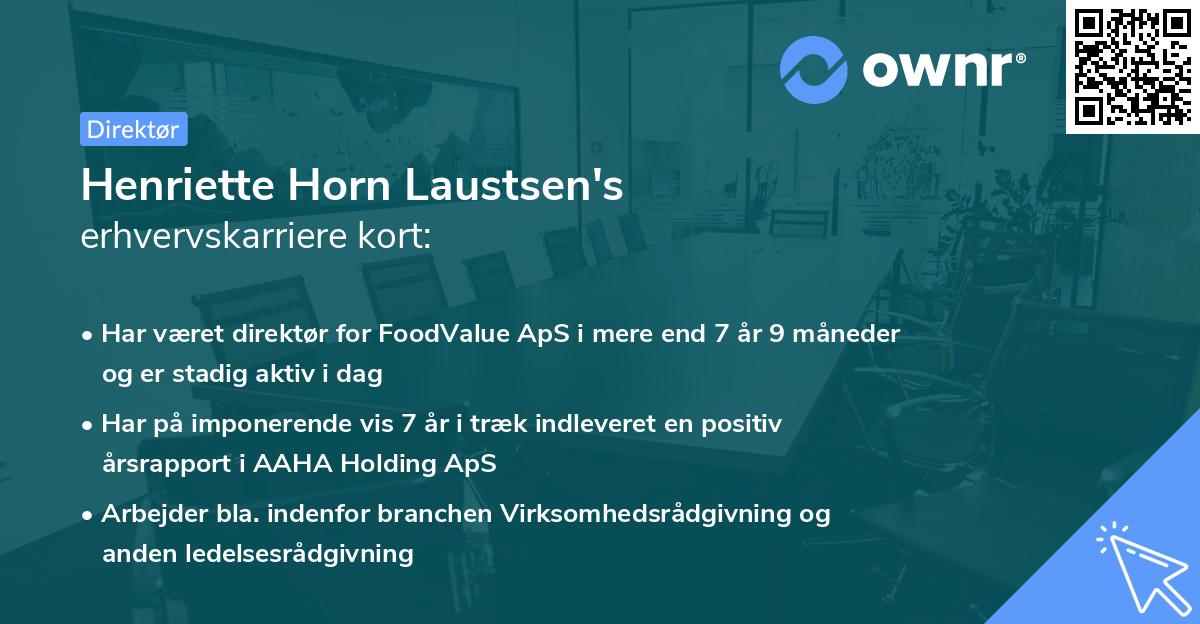 Henriette Horn Laustsen's erhvervskarriere kort