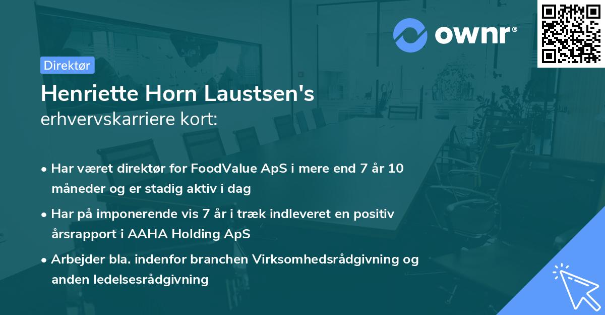 Henriette Horn Laustsen's erhvervskarriere kort