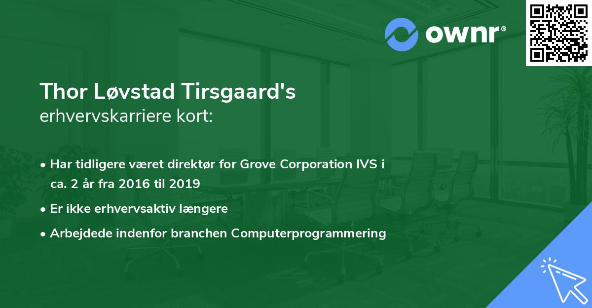 Thor Løvstad Tirsgaard's erhvervskarriere kort