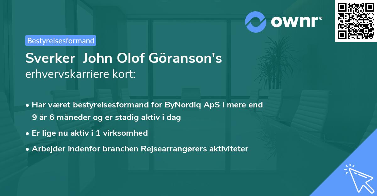 Sverker John Olof Göranson's erhvervskarriere kort