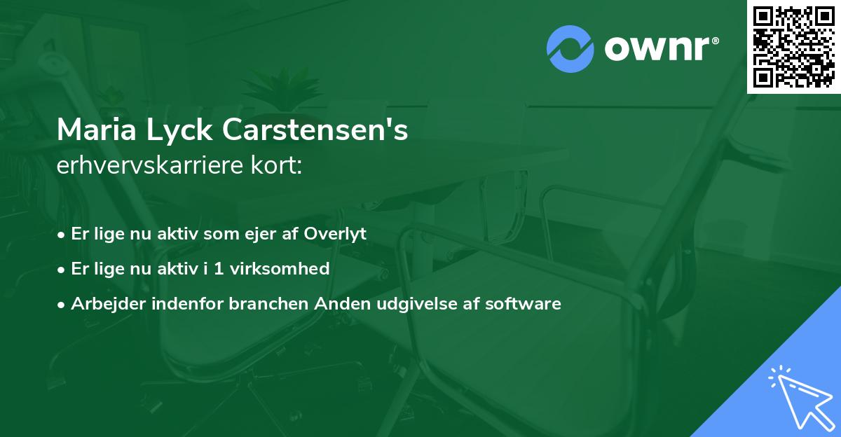Maria Lyck Carstensen's erhvervskarriere kort