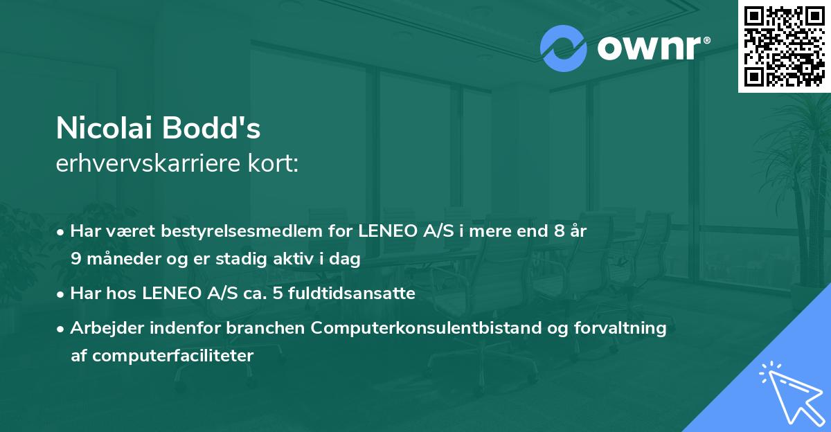 Nicolai Bodd's erhvervskarriere kort