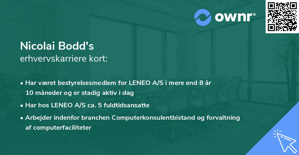 Nicolai Bodd's erhvervskarriere kort