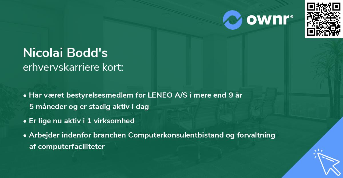 Nicolai Bodd's erhvervskarriere kort
