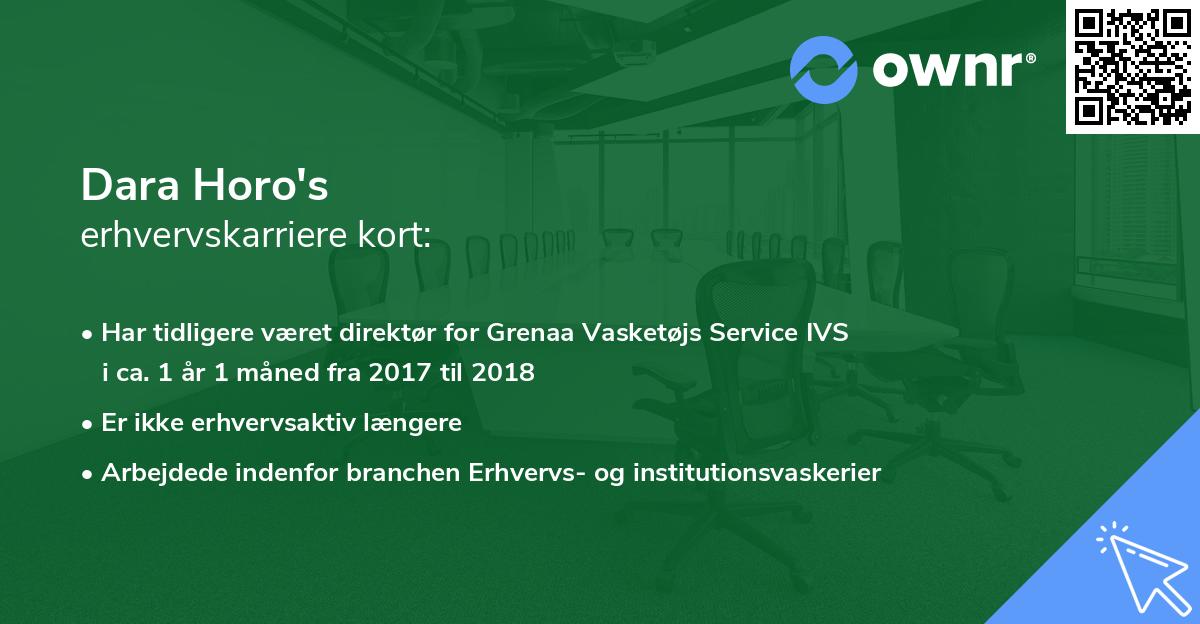 Dara Horo's erhvervskarriere kort