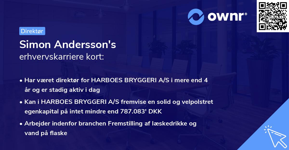 Simon Andersson's erhvervskarriere kort