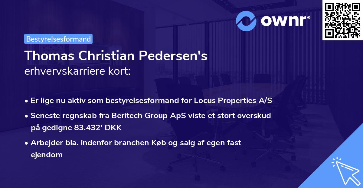 Thomas Christian Pedersen's erhvervskarriere kort