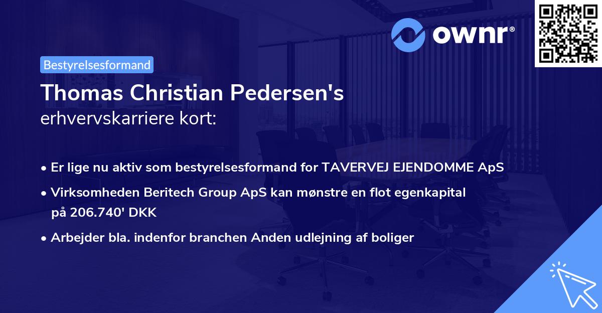 Thomas Christian Pedersen's erhvervskarriere kort