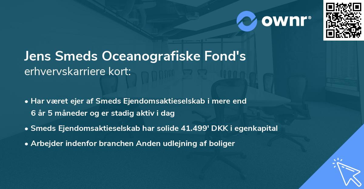 Jens Smeds Oceanografiske Fond's erhvervskarriere kort