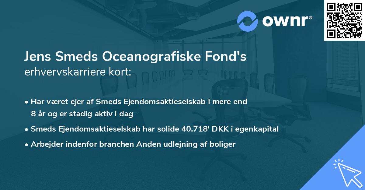 Jens Smeds Oceanografiske Fond's erhvervskarriere kort