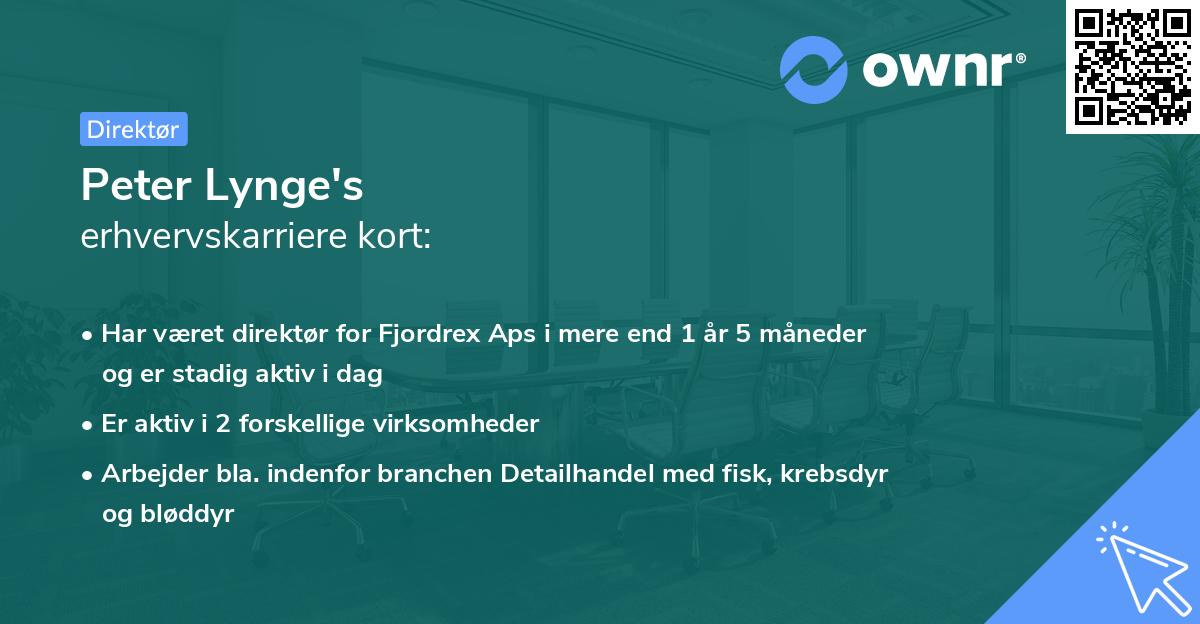 Peter Lynge's erhvervskarriere kort