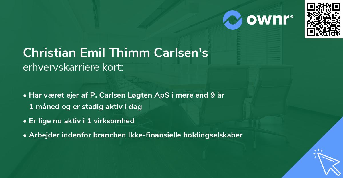 Christian Emil Thimm Carlsen's erhvervskarriere kort