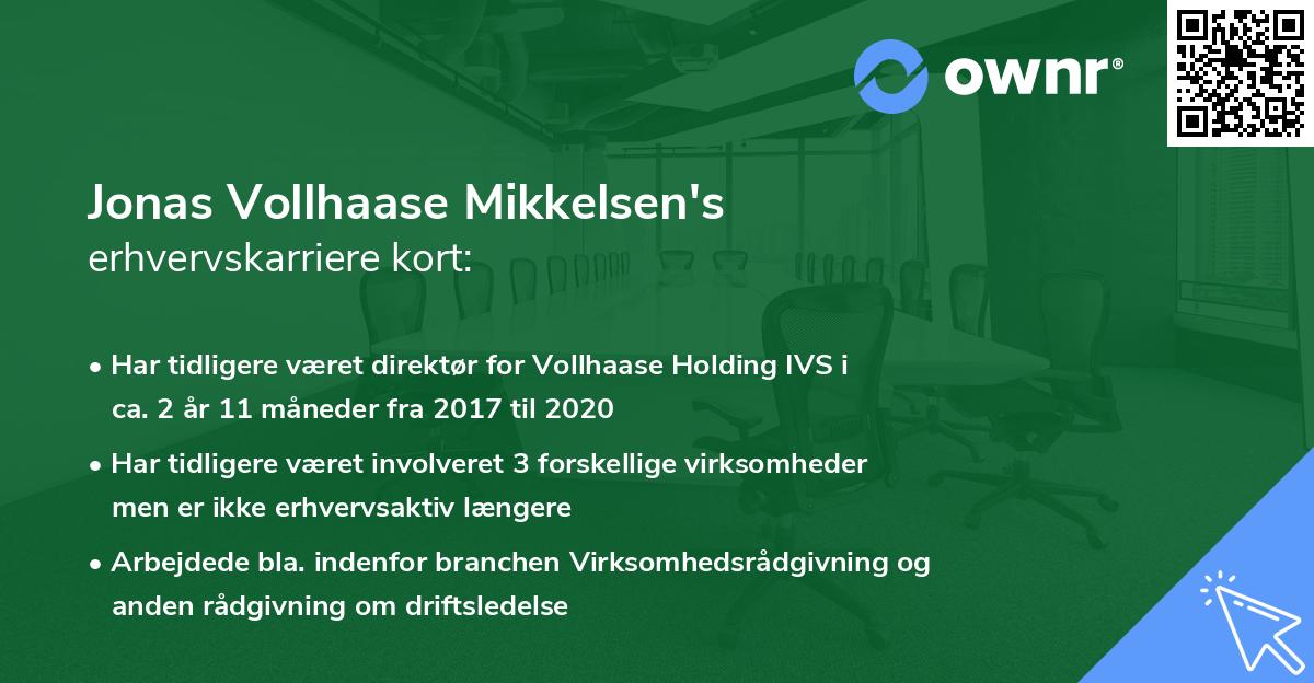 Jonas Vollhaase Mikkelsen's erhvervskarriere kort