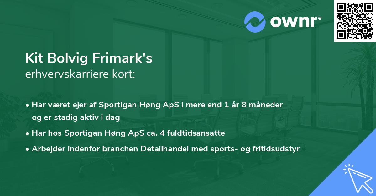 Kit Bolvig Frimark's erhvervskarriere kort