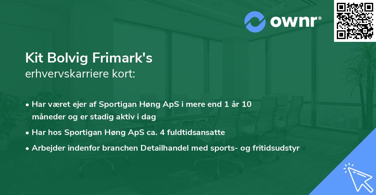 Kit Bolvig Frimark's erhvervskarriere kort