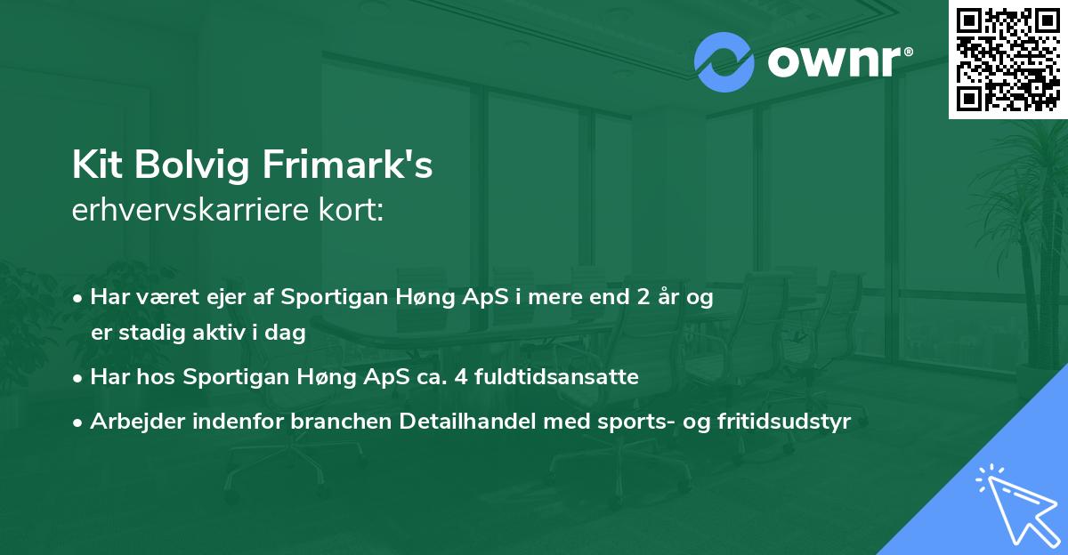 Kit Bolvig Frimark's erhvervskarriere kort
