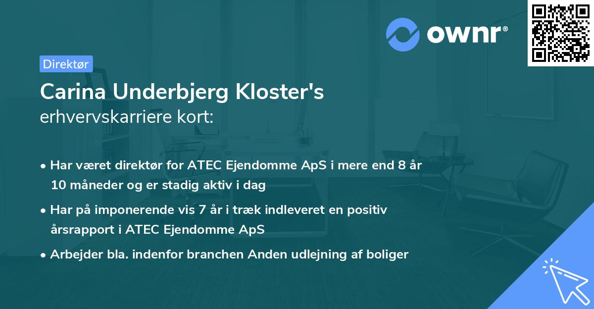 Carina Underbjerg Kloster's erhvervskarriere kort