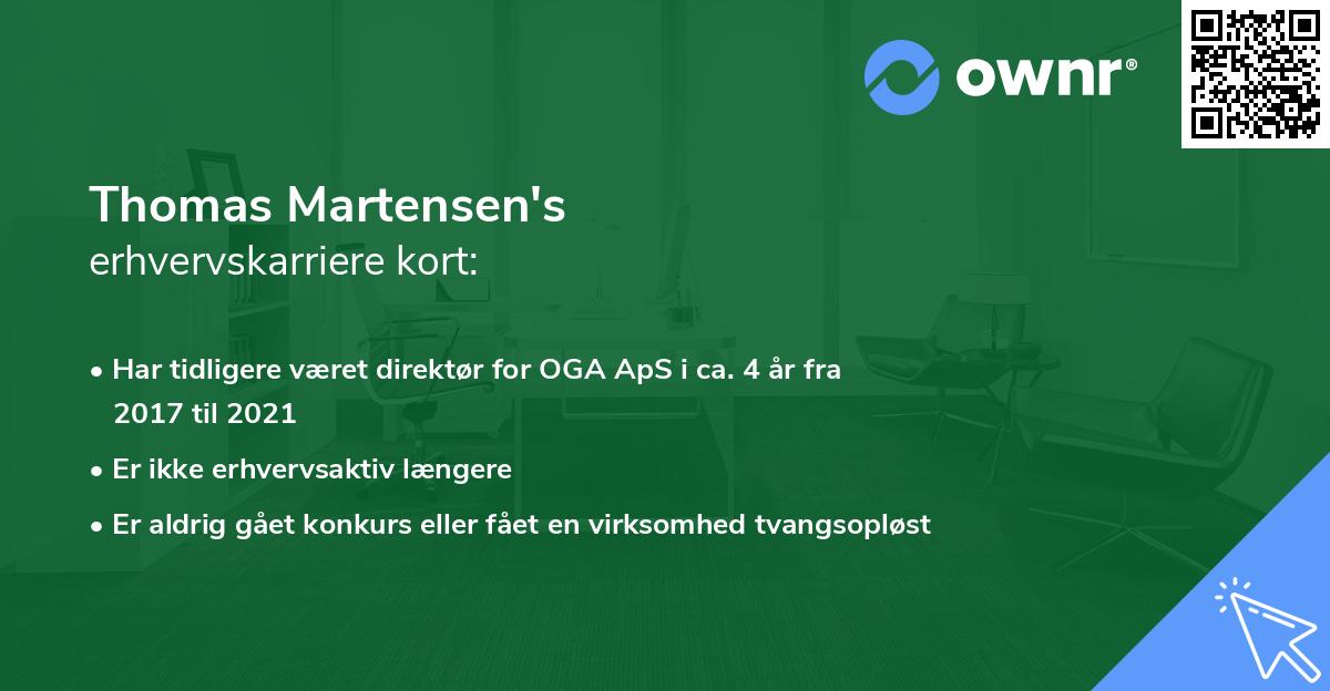 Thomas Martensen's erhvervskarriere kort