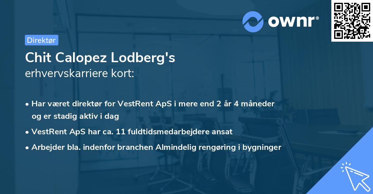 Chit Calopez Lodberg's erhvervskarriere kort