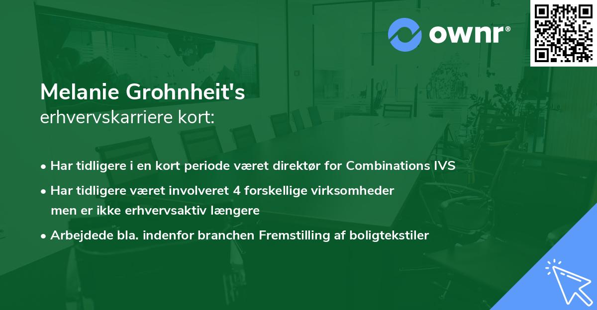 Melanie Grohnheit's erhvervskarriere kort