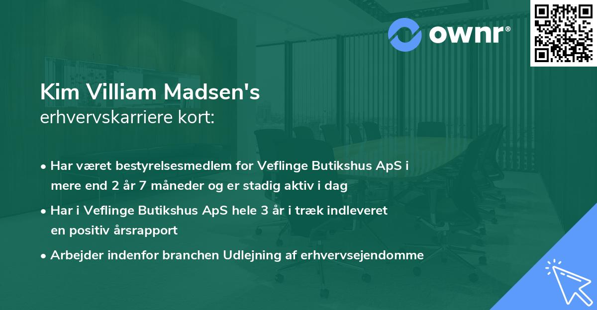 Kim Villiam Madsen's erhvervskarriere kort