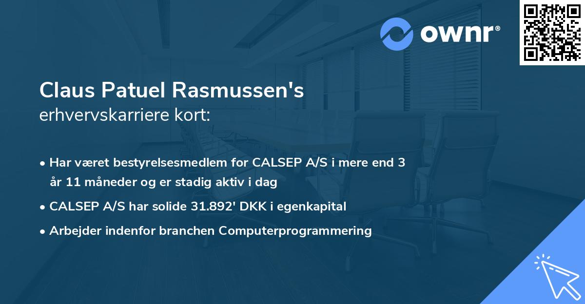 Claus Patuel Rasmussen's erhvervskarriere kort