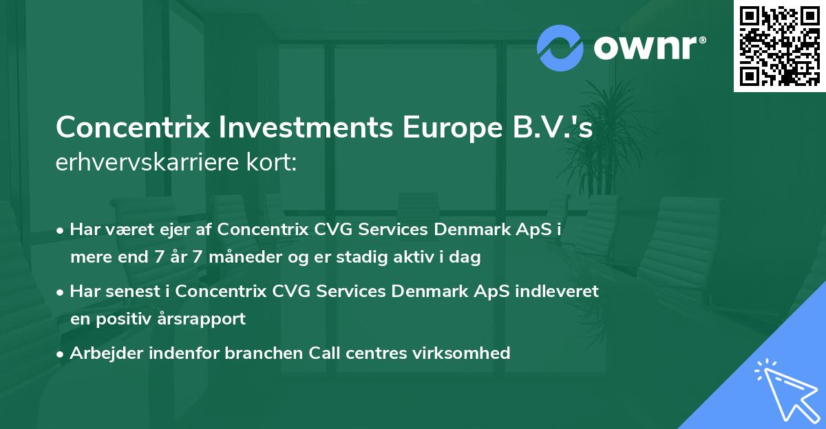 Concentrix Investments Europe B.V.'s erhvervskarriere kort