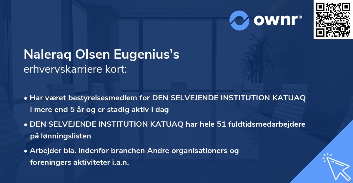 Naleraq Olsen Eugenius's erhvervskarriere kort