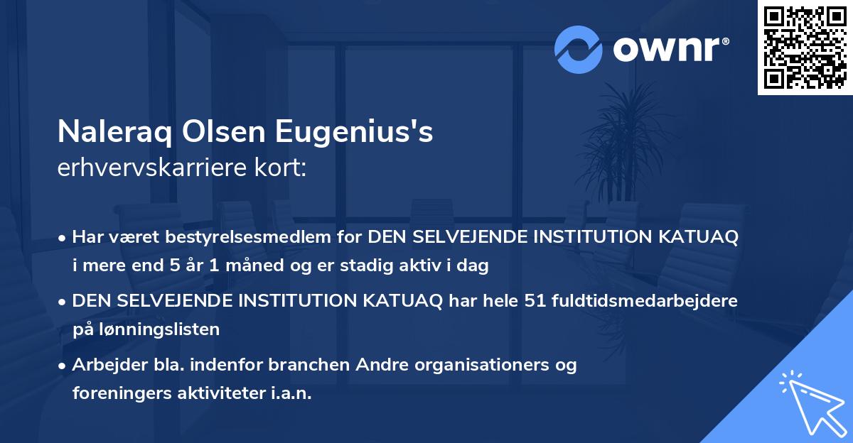Naleraq Olsen Eugenius's erhvervskarriere kort