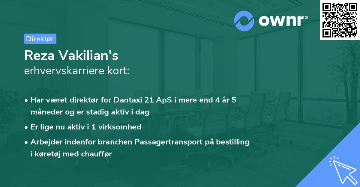 Reza Vakilian's erhvervskarriere kort