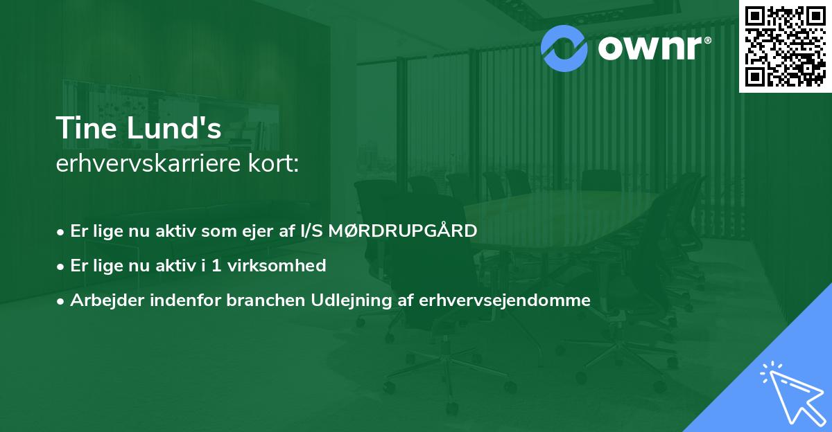 Tine Lund's erhvervskarriere kort