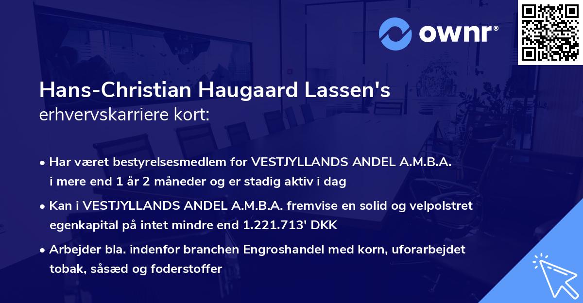 Hans-Christian Haugaard Lassen's erhvervskarriere kort