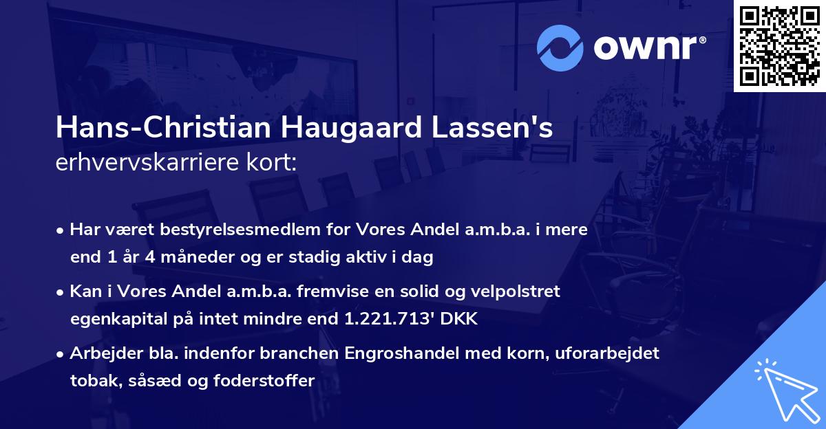 Hans-Christian Haugaard Lassen's erhvervskarriere kort