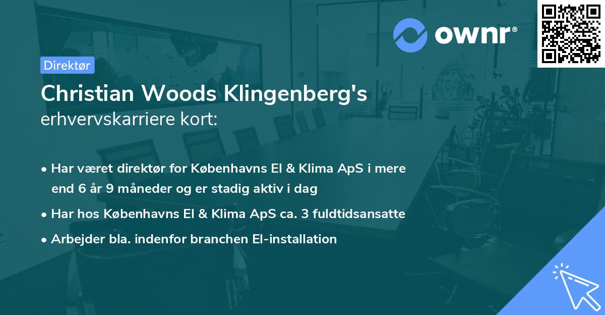 Christian Woods Klingenberg's erhvervskarriere kort