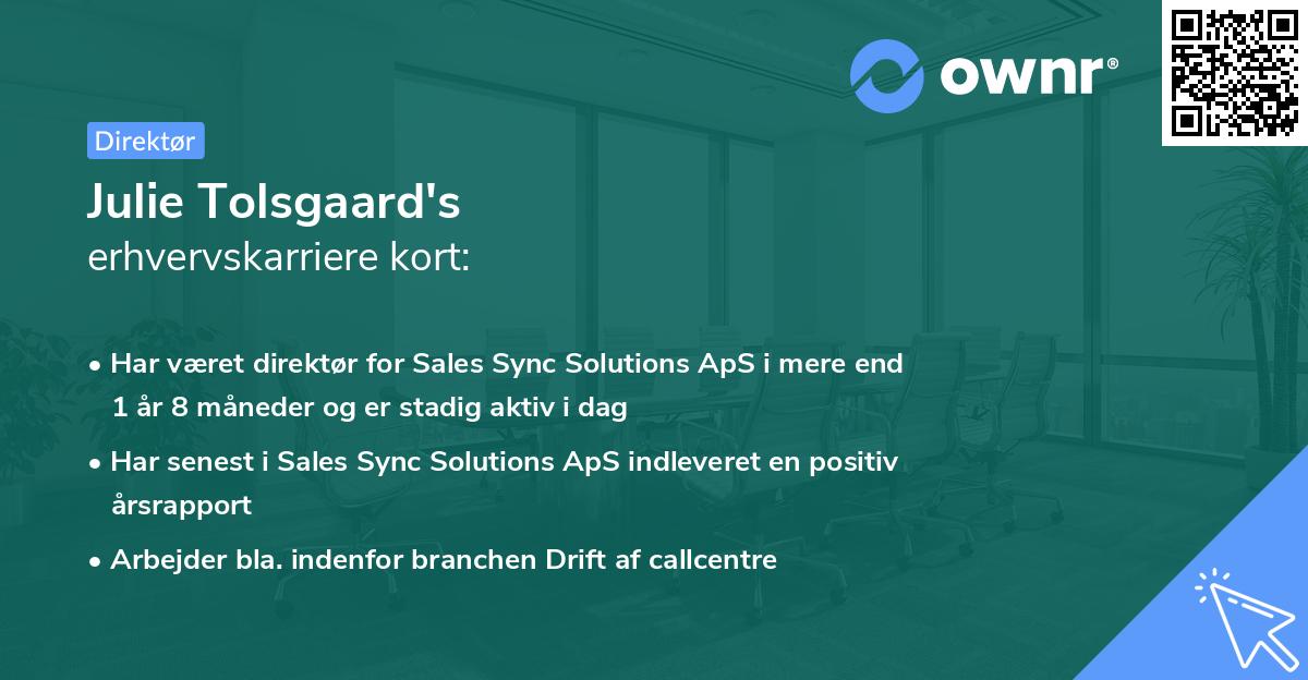 Julie Tolsgaard's erhvervskarriere kort