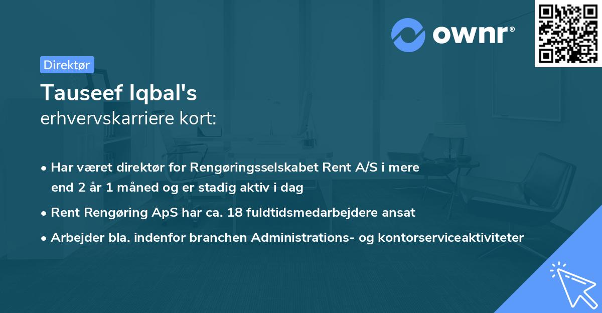 Tauseef Iqbal's erhvervskarriere kort