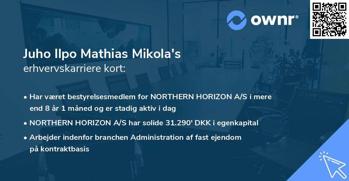 Juho Ilpo Mathias Mikola's erhvervskarriere kort