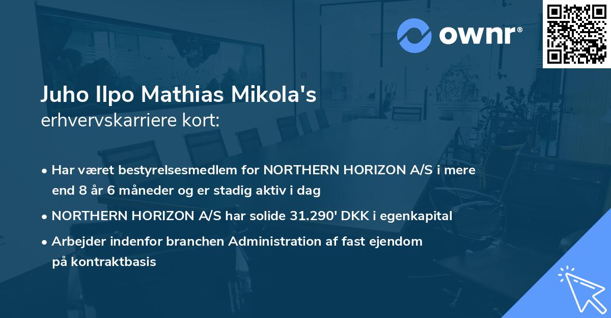 Juho Ilpo Mathias Mikola's erhvervskarriere kort