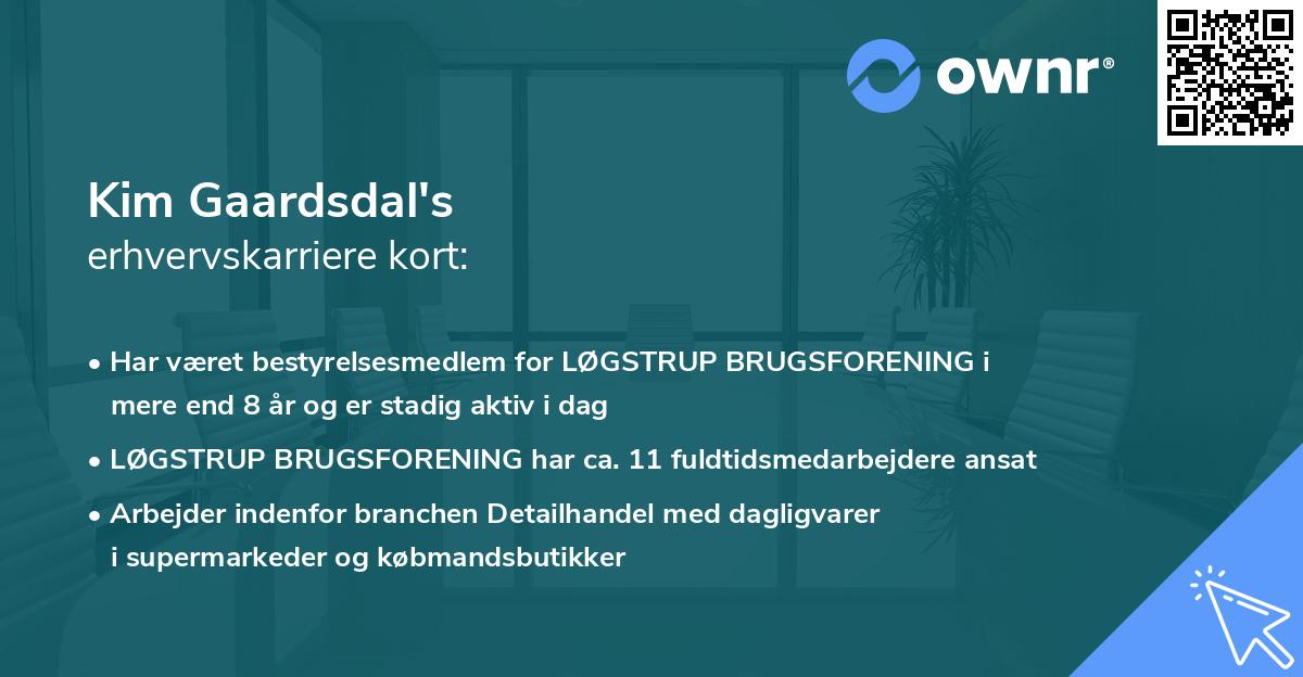 Kim Gaardsdal's erhvervskarriere kort