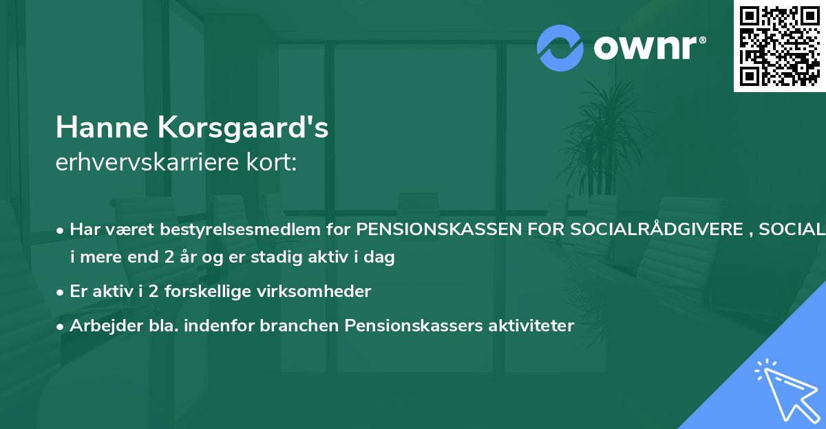 Hanne Korsgaard's erhvervskarriere kort