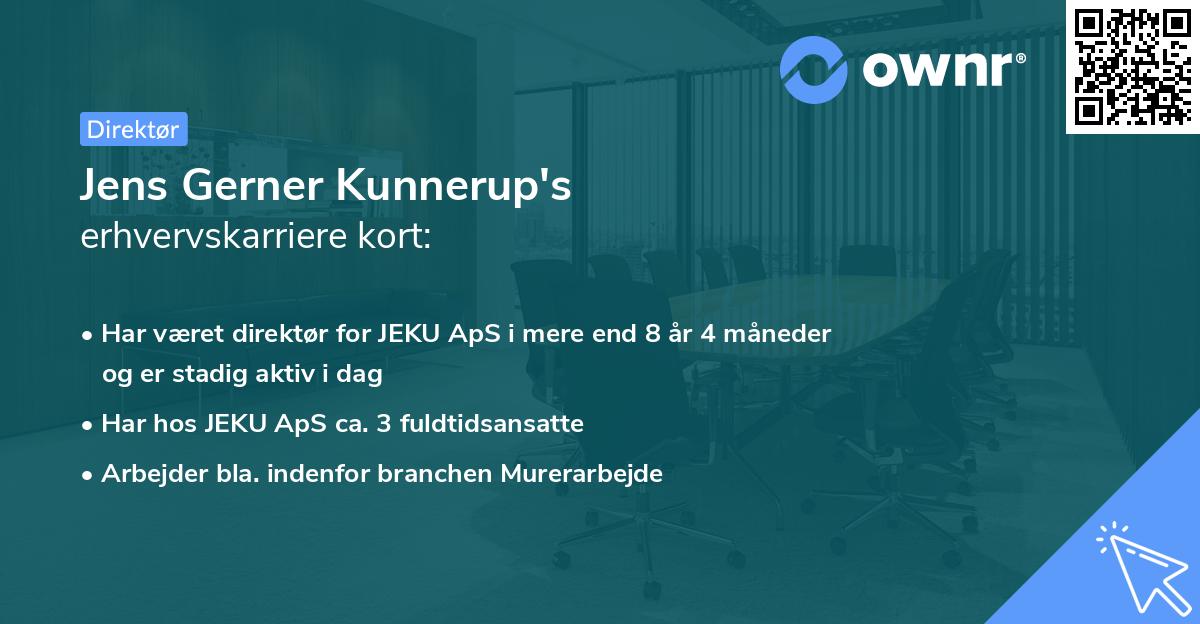 Jens Gerner Kunnerup's erhvervskarriere kort