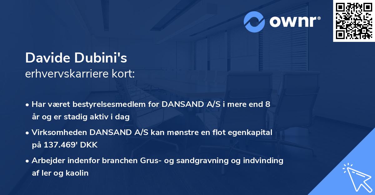 Davide Dubini's erhvervskarriere kort