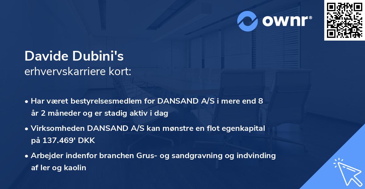 Davide Dubini's erhvervskarriere kort