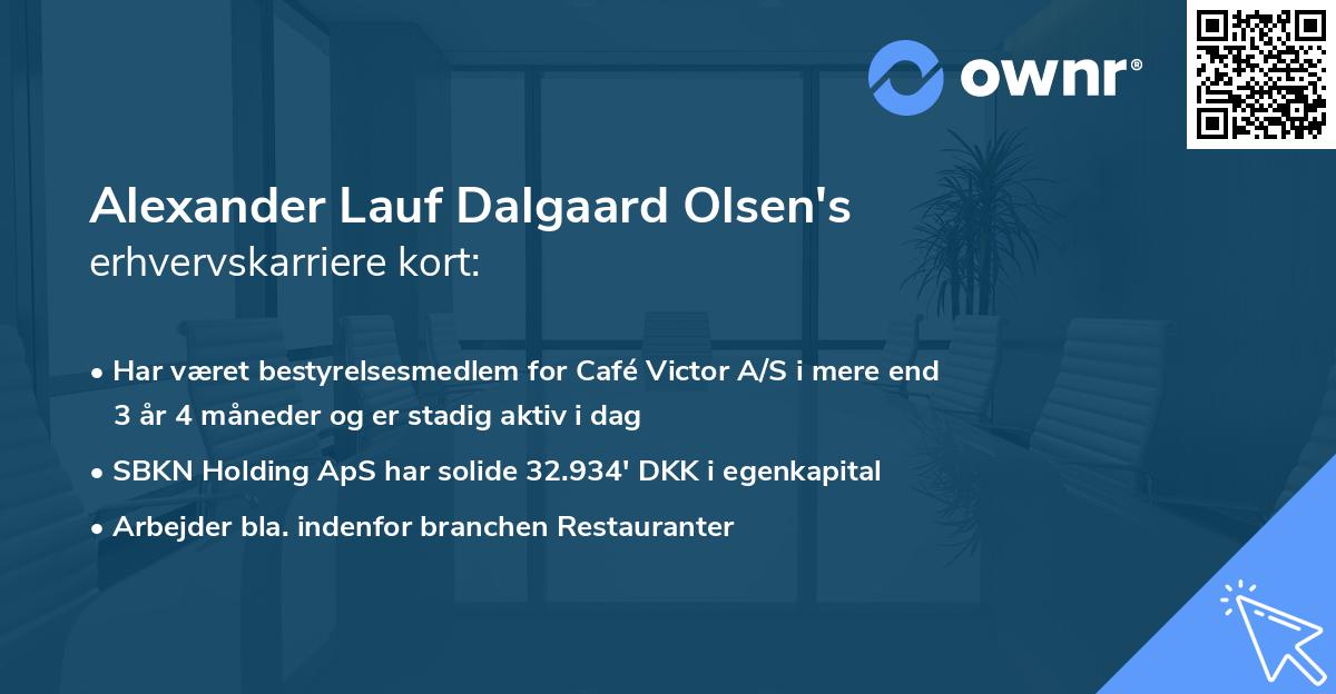 Alexander Lauf Dalgaard Olsen's erhvervskarriere kort