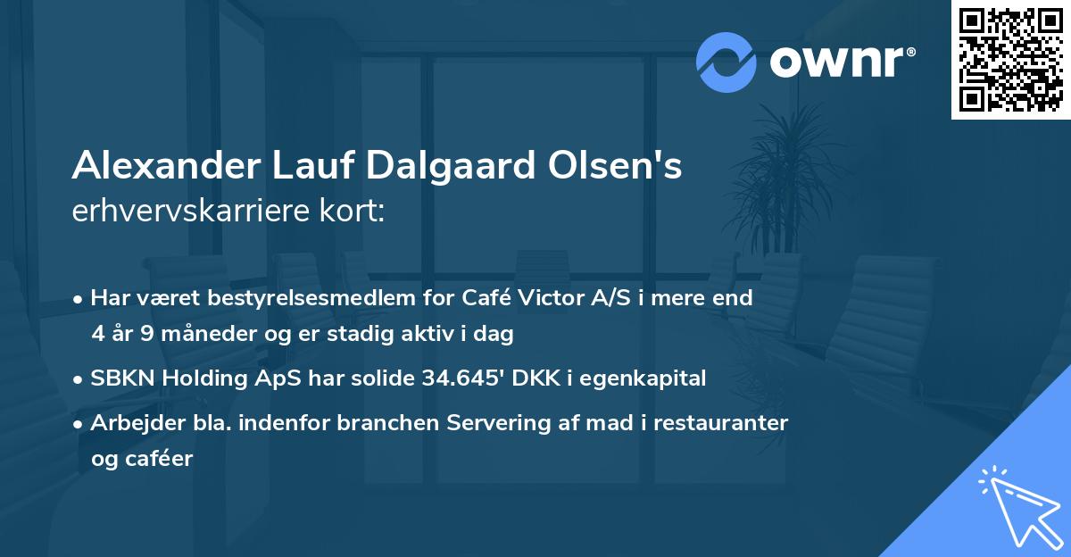 Alexander Lauf Dalgaard Olsen's erhvervskarriere kort