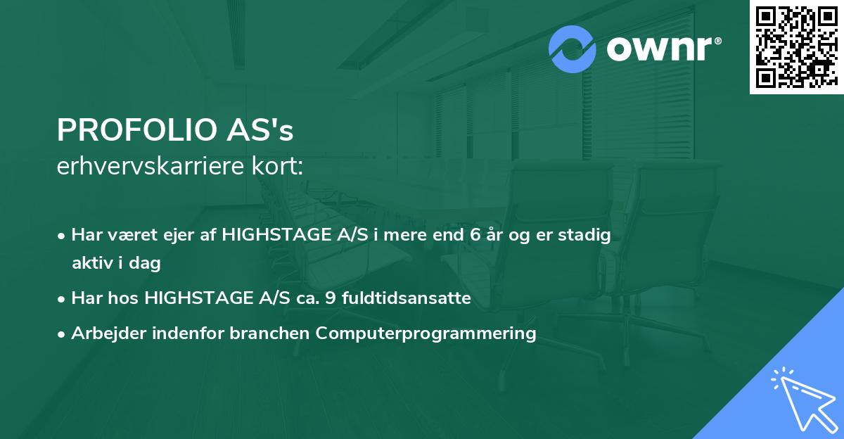 PROFOLIO AS's erhvervskarriere kort