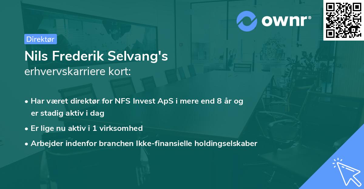 Nils Frederik Selvang's erhvervskarriere kort