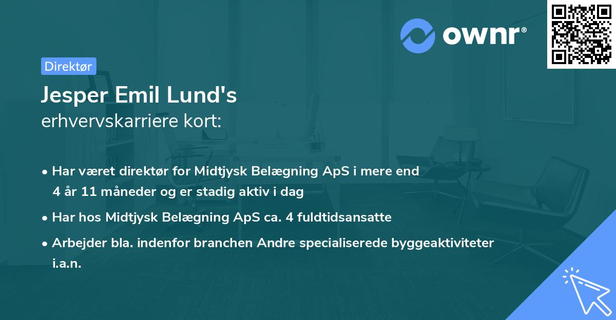Jesper Emil Lund's erhvervskarriere kort